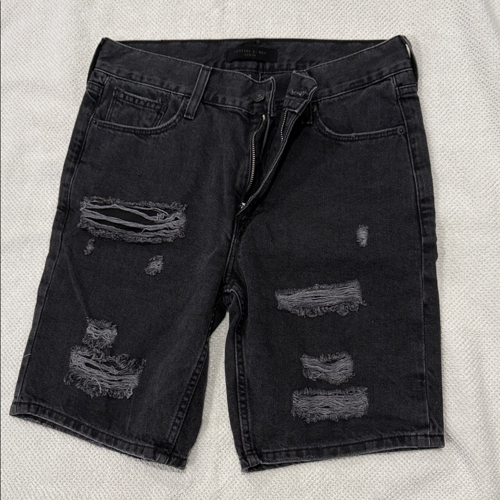 NWOT - Forever 21 Charcoal Distressed Jean Shorts